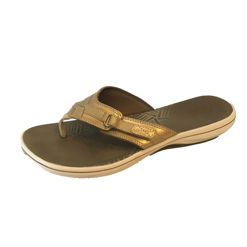 Clarks Collection Thong Sandals Womens Size 10 Flip Flops Rose Gold Adjustable